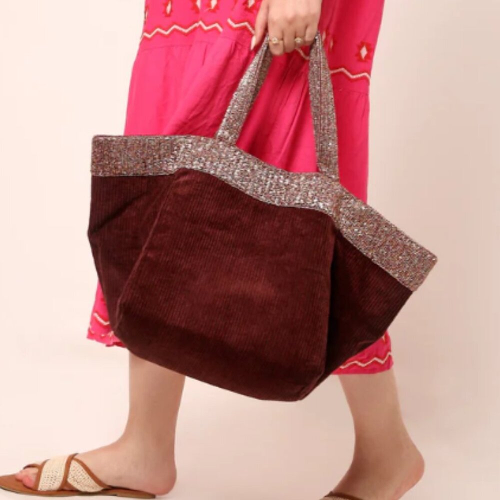 Maroon Statement Corduroy Tote - NWT - Picture 2 of 6